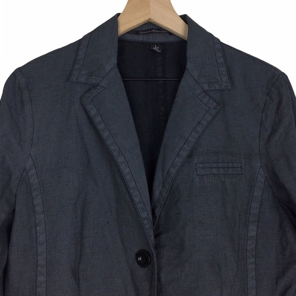 ISDA & CO 100% Linen Jacket Blazer Button Dark Academia Classic Minimalist Large - Picture 2 of 11
